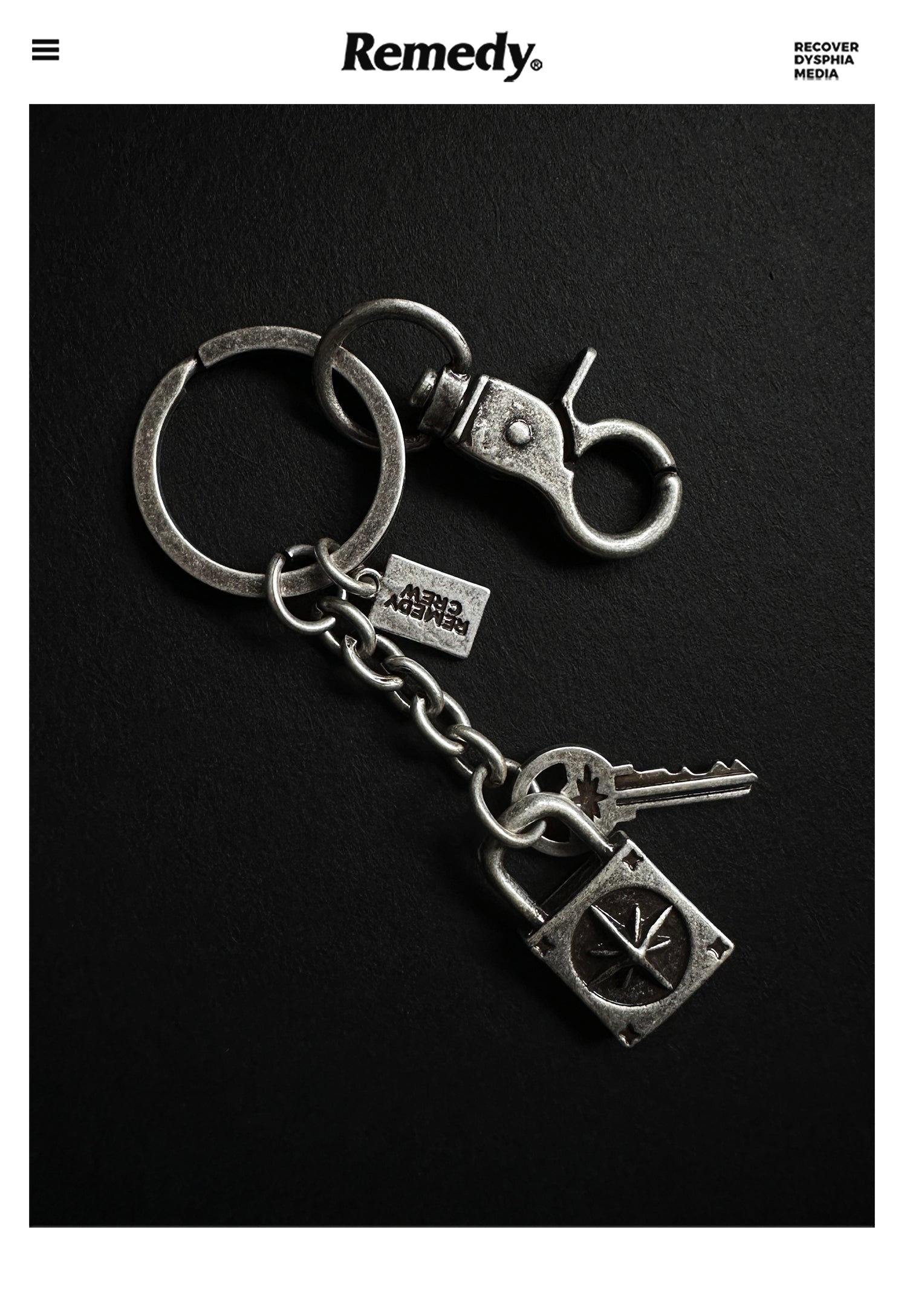Remedy pendant lock key ring keychain