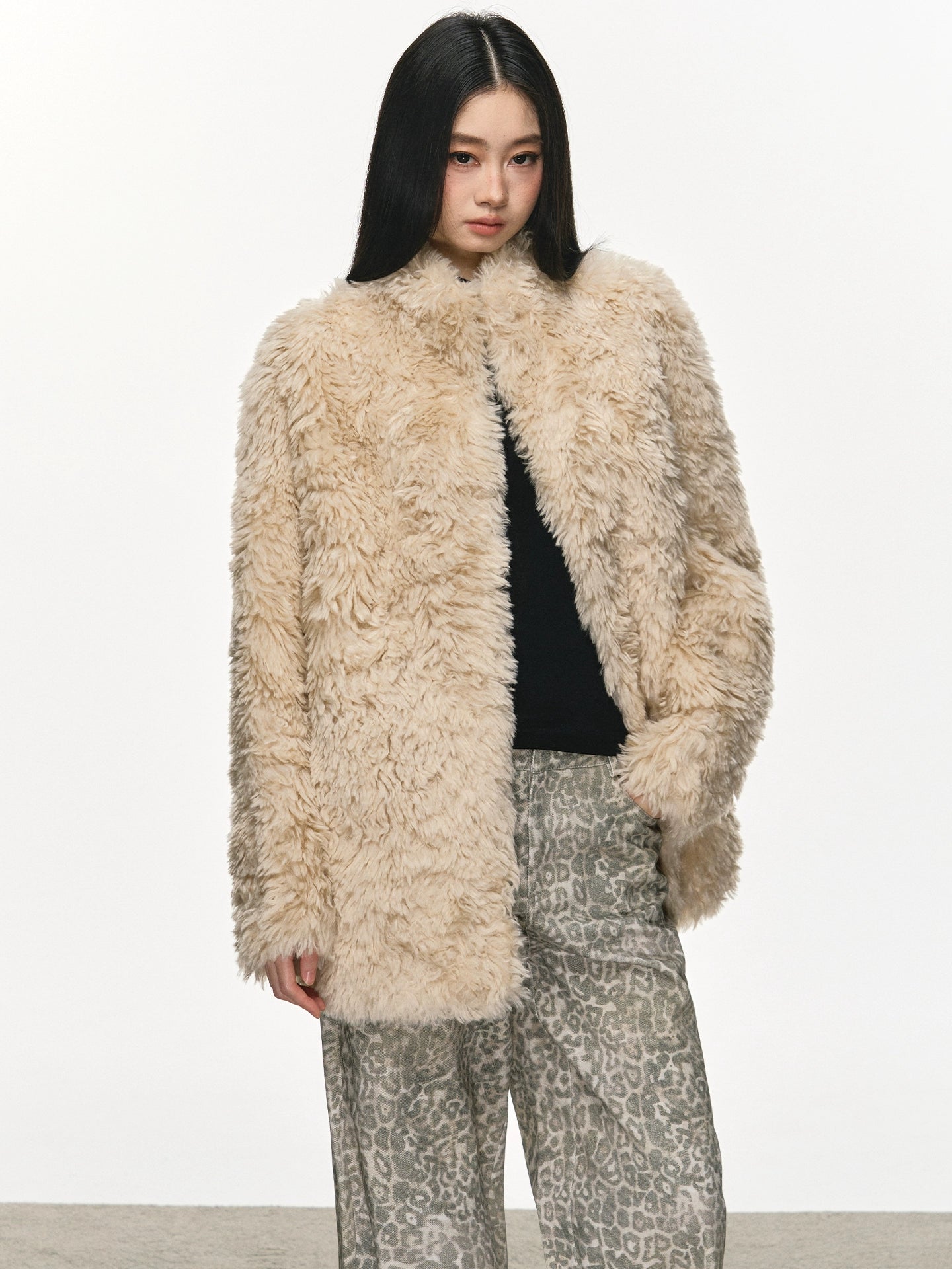 Anna Aneae Lamb Wool Loose Mid-length Coat