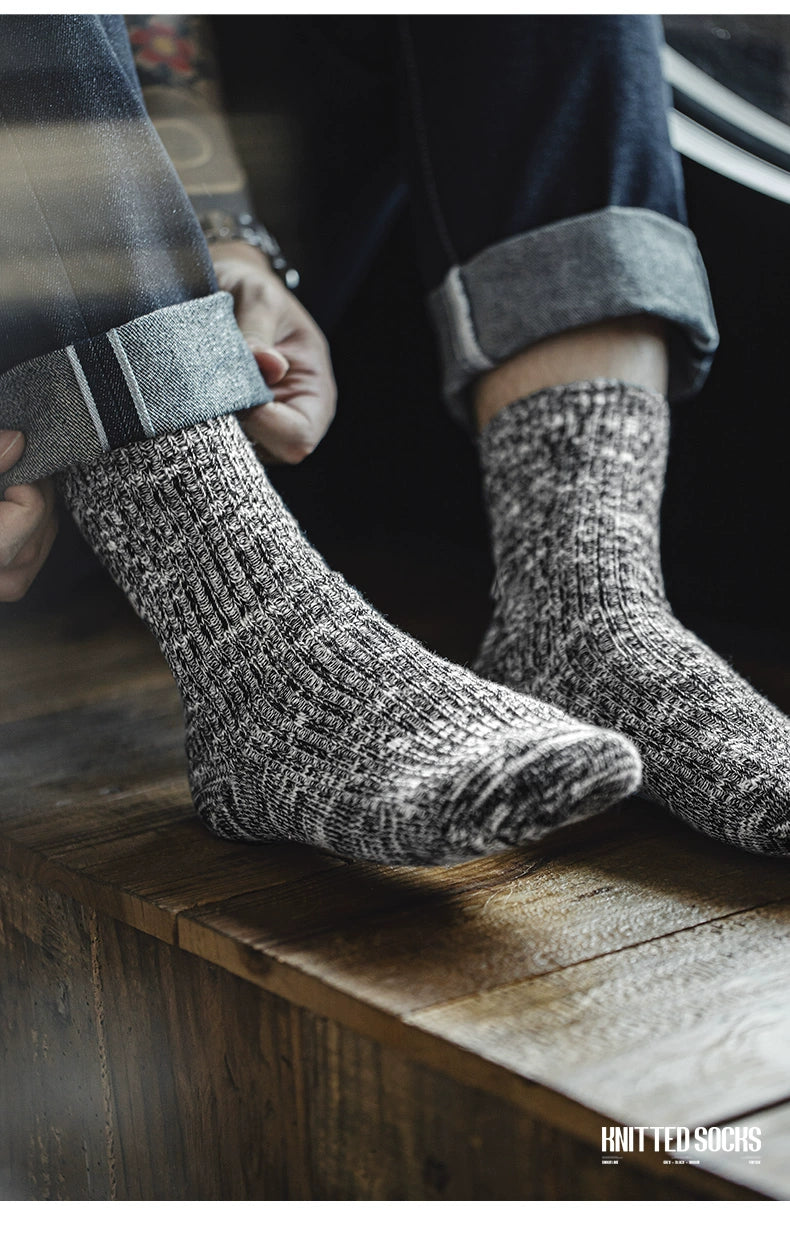 Maden Tooling Retro Snowflake Knitted Cotton Socks