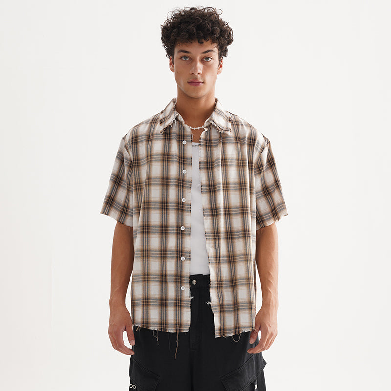 FIVE MEN plaid BOXY shirt