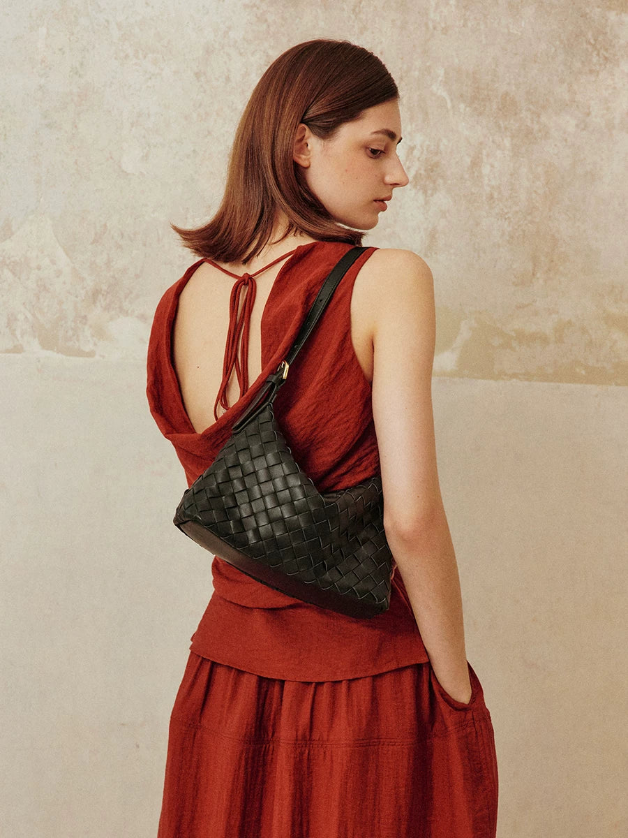 AVALEA Sheepskin Woven Shoulder Armpit Bag