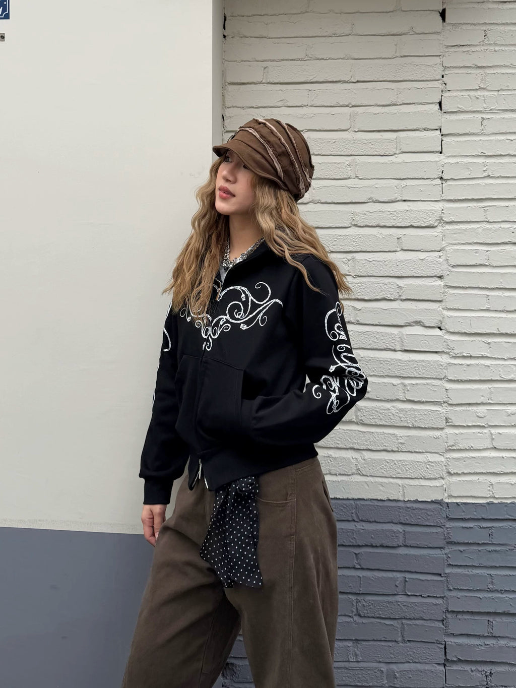 CCYE Front Shoulder Love Print Sweater Hooded Jacket