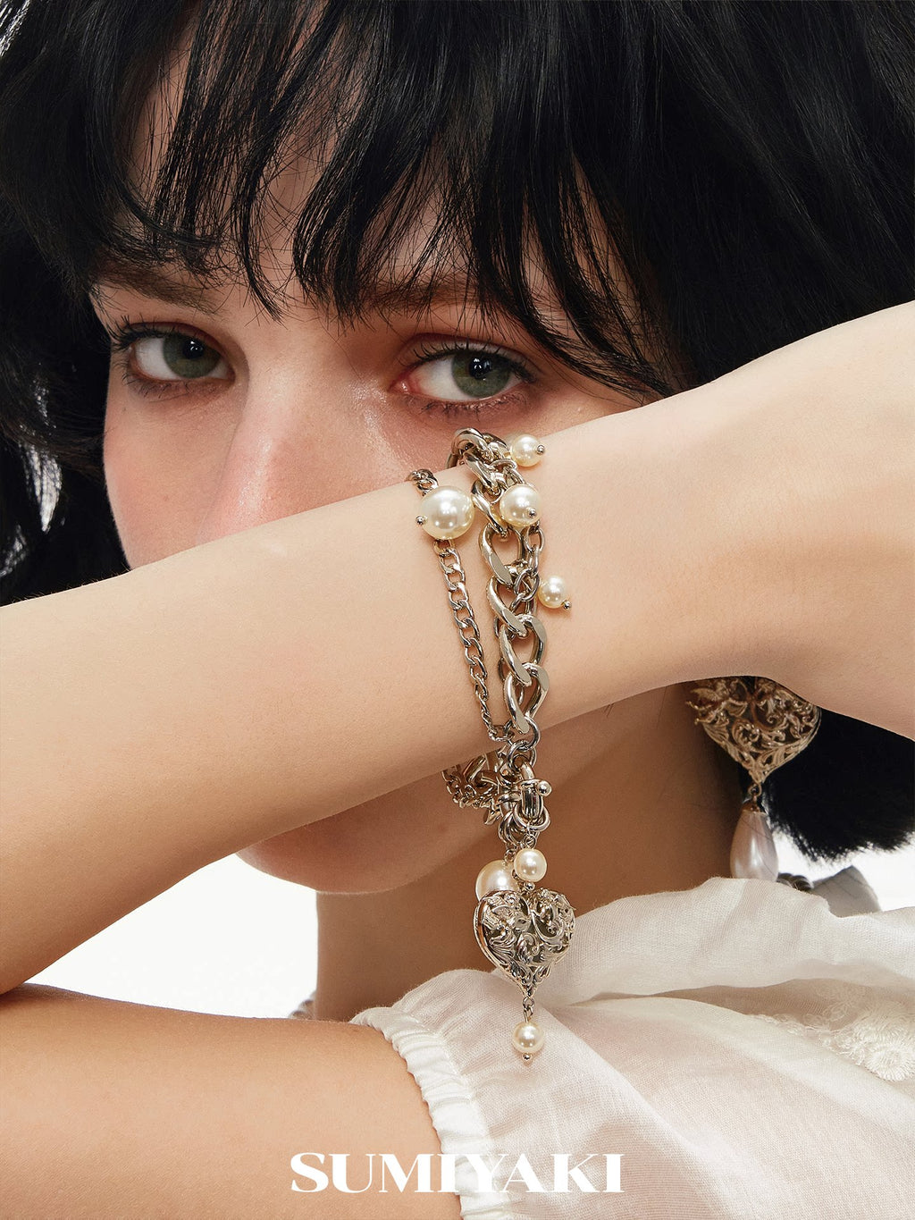 SUMIYAKI Double-sided Relief Love Pearl Bracelet
