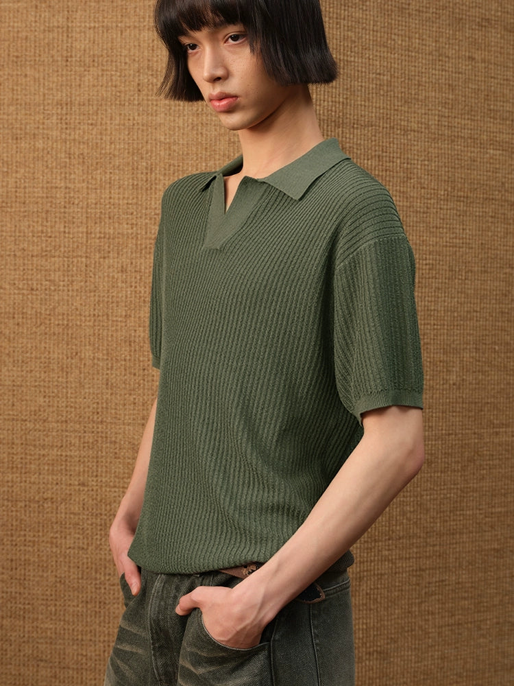 JCAESAR POLO Collar Ice Silk Knitted Tee