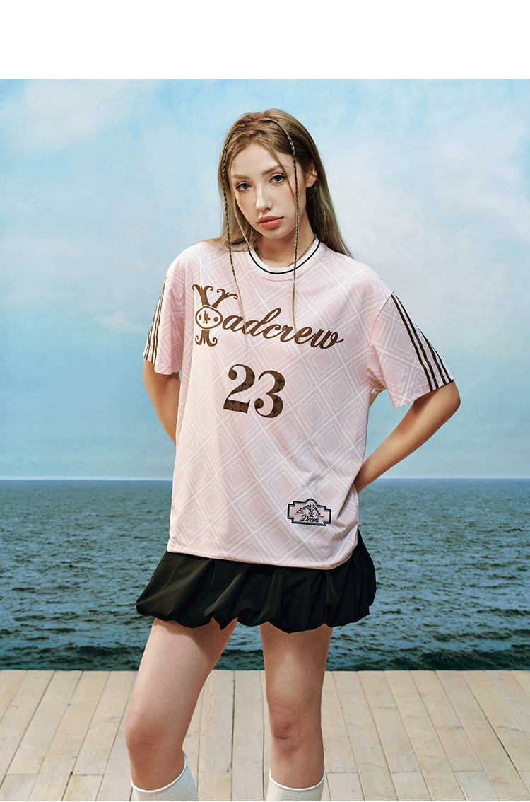 YADcrew Digital Slogan Retro Versatile Loose Tee