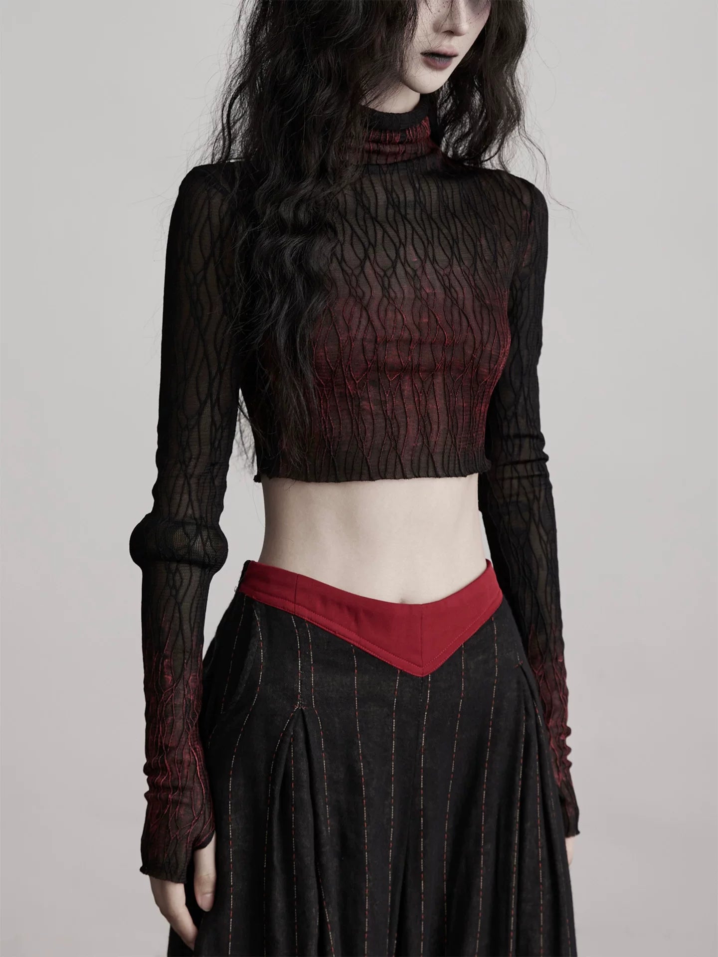 INDULGE Gradual Change Net Lace Short Long Sleeve