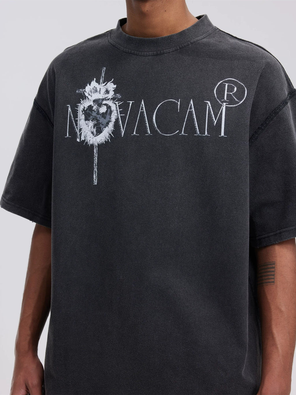 NOVACAM Edging Reverse Stitching Casual Tee