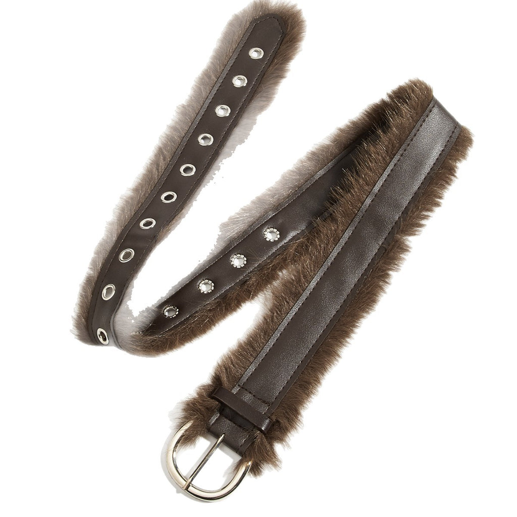 Intertek Babes Wide Faux Fur Fluffy Waist Seal Belt