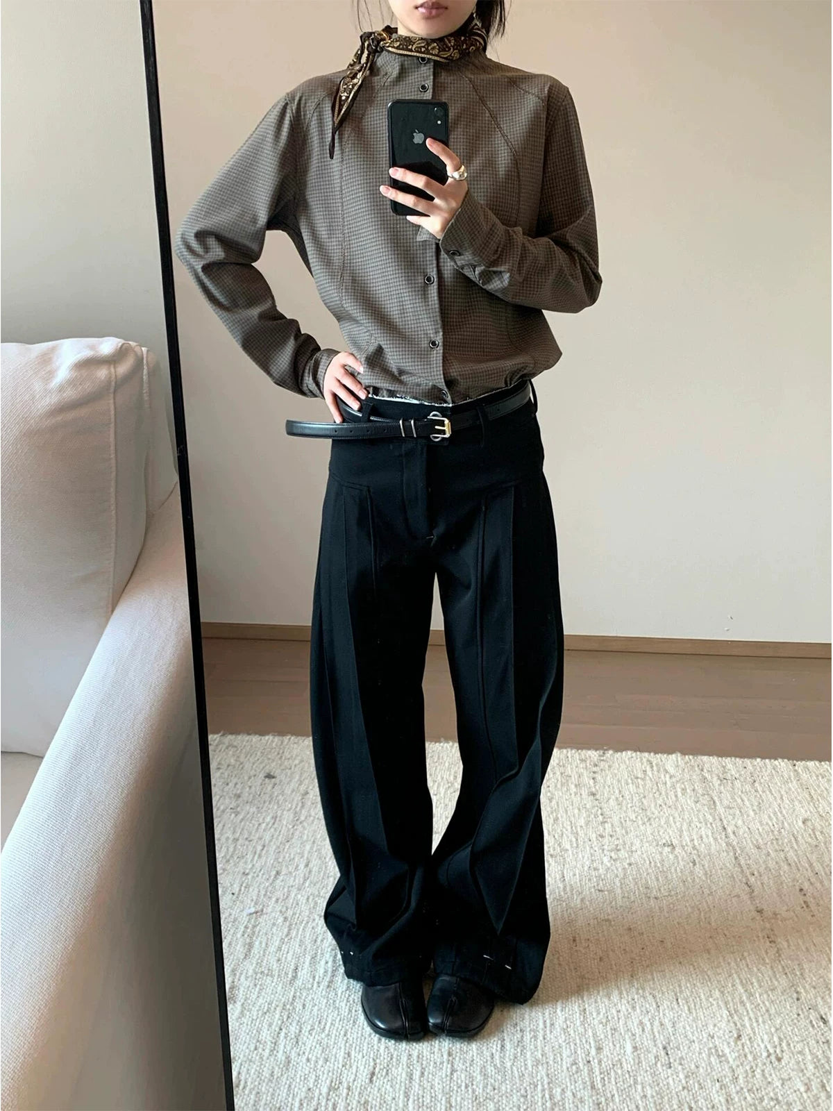 Slight Vogue Turtleneck Plaid Shirt