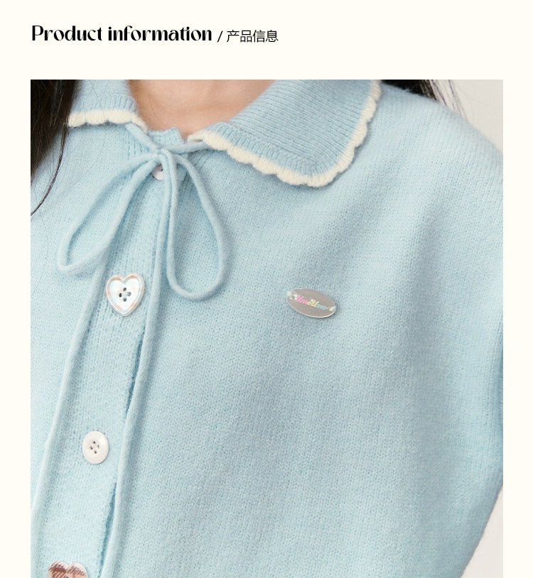 Umoumo Casual Contrasting Splicing Small Lace Lapel Sweater Cardigan