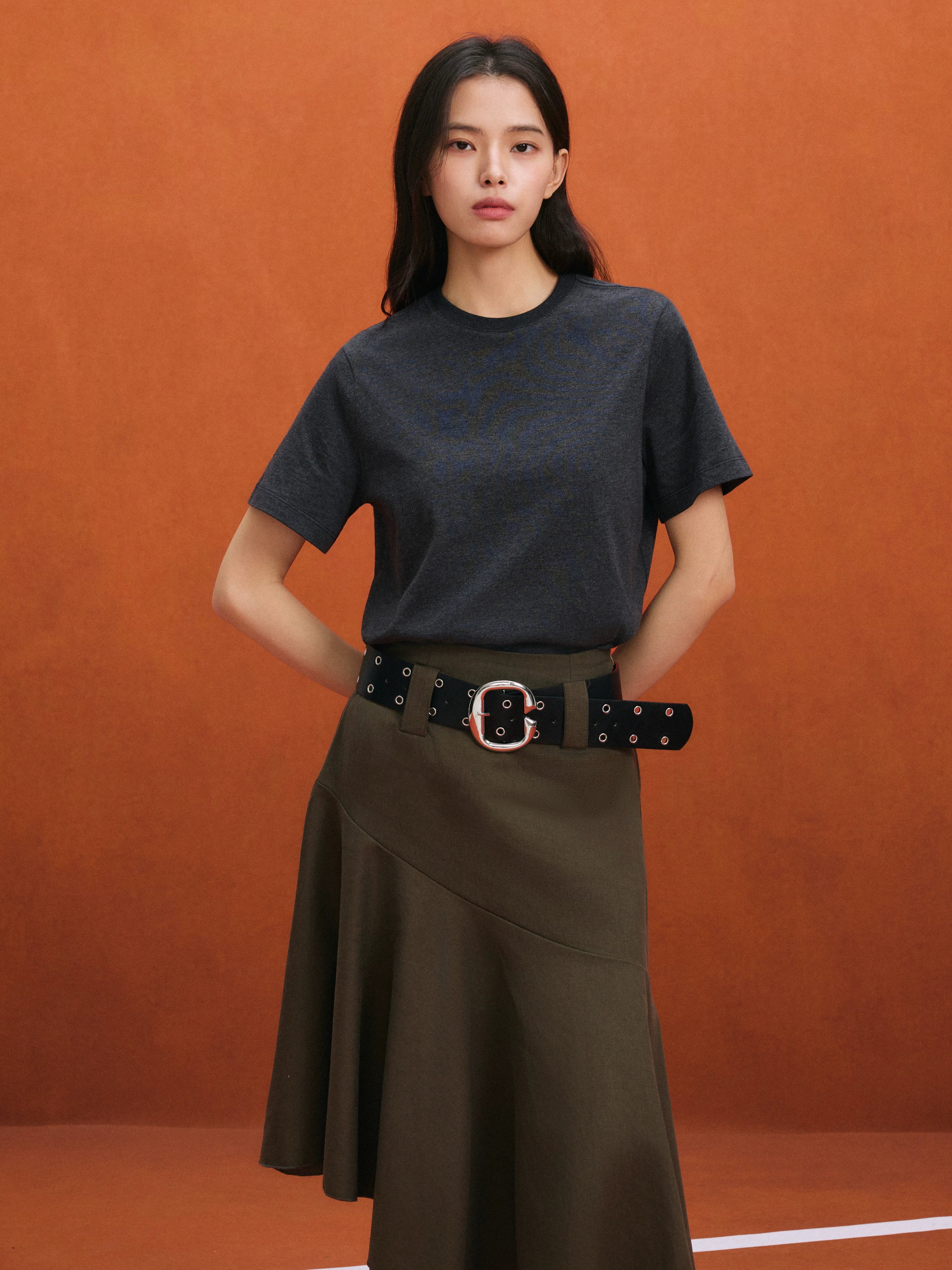 NO LOGO Soft Waxy Skin-friendly Breathable Front Shoulder Tee