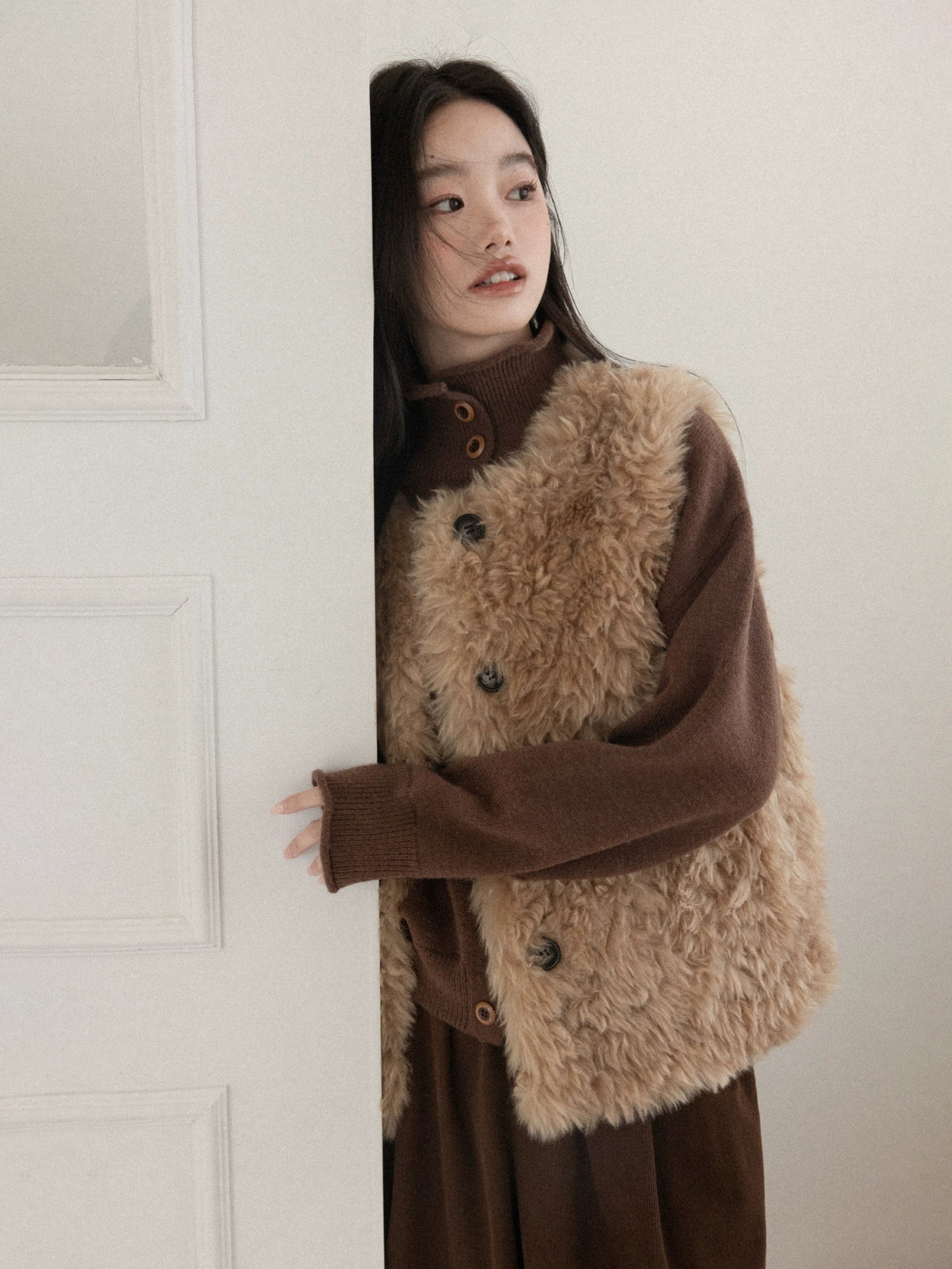 Cantonstory Retro Simple Round Neck Stacked Wearing Versatile Thermal Vest