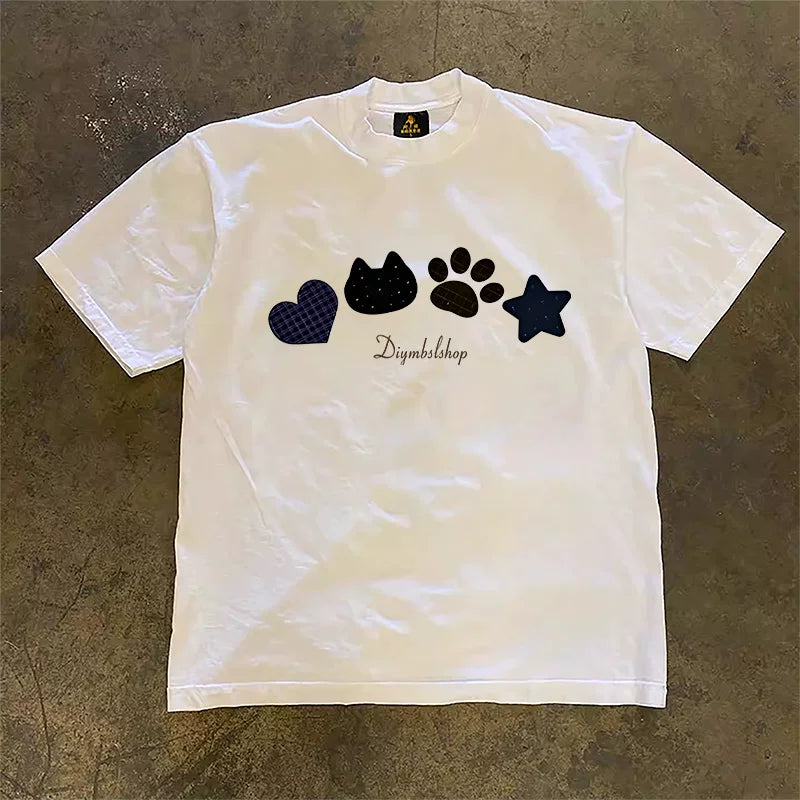UPUPXIA  Simple Round Neck Loose Tee