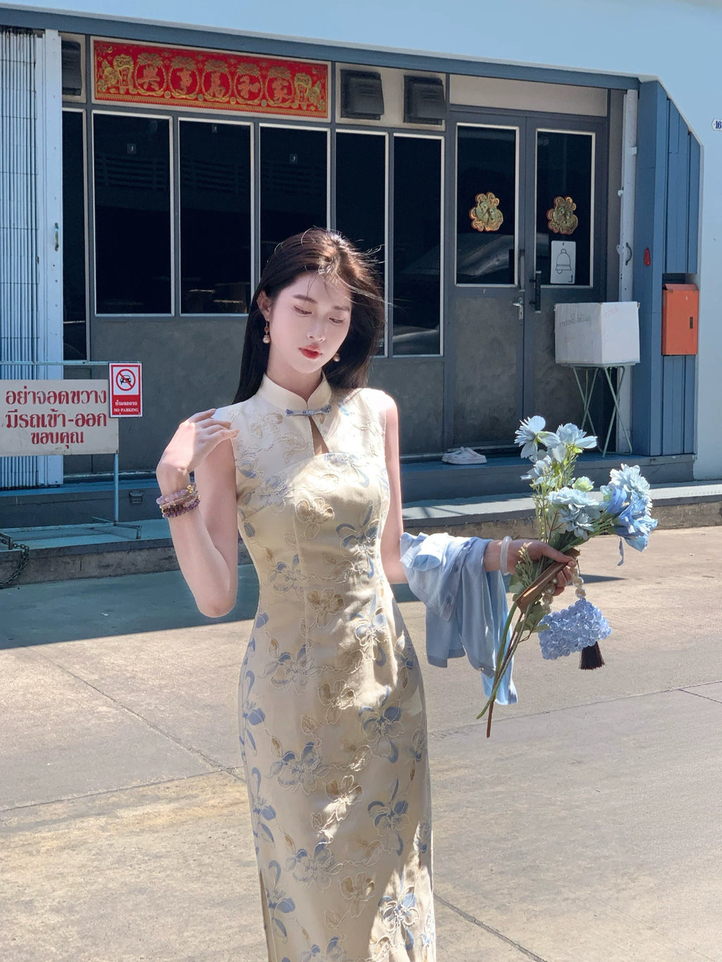 ZIHE New Chinese Embroidered Cheongsam Dress