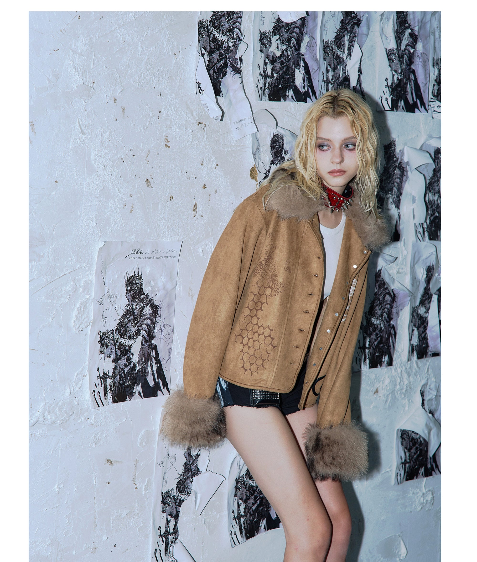 PAIKI Desert Fringed Skull Fur Collar Jacket