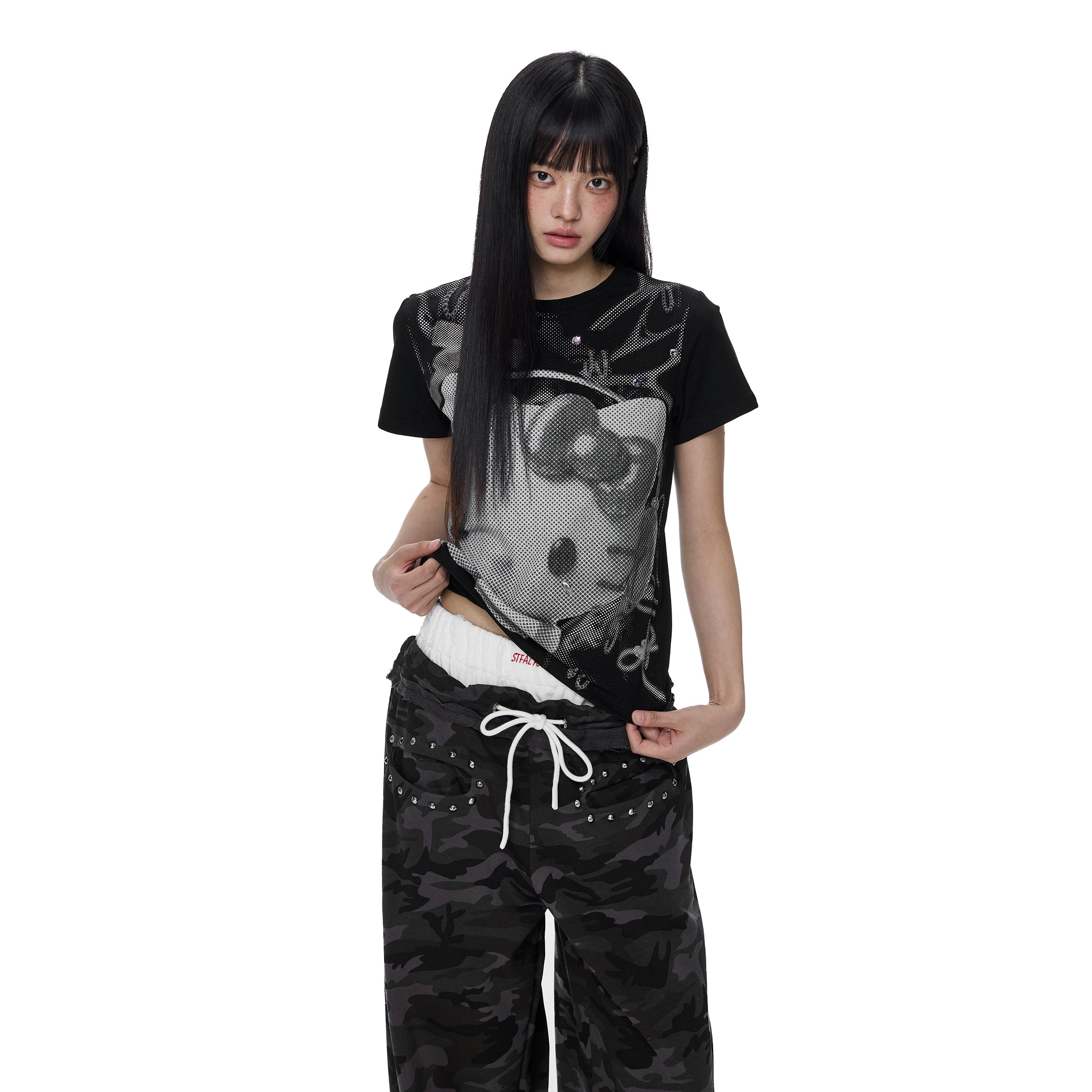 EZEK Cartoon Cat Print Slim Tee