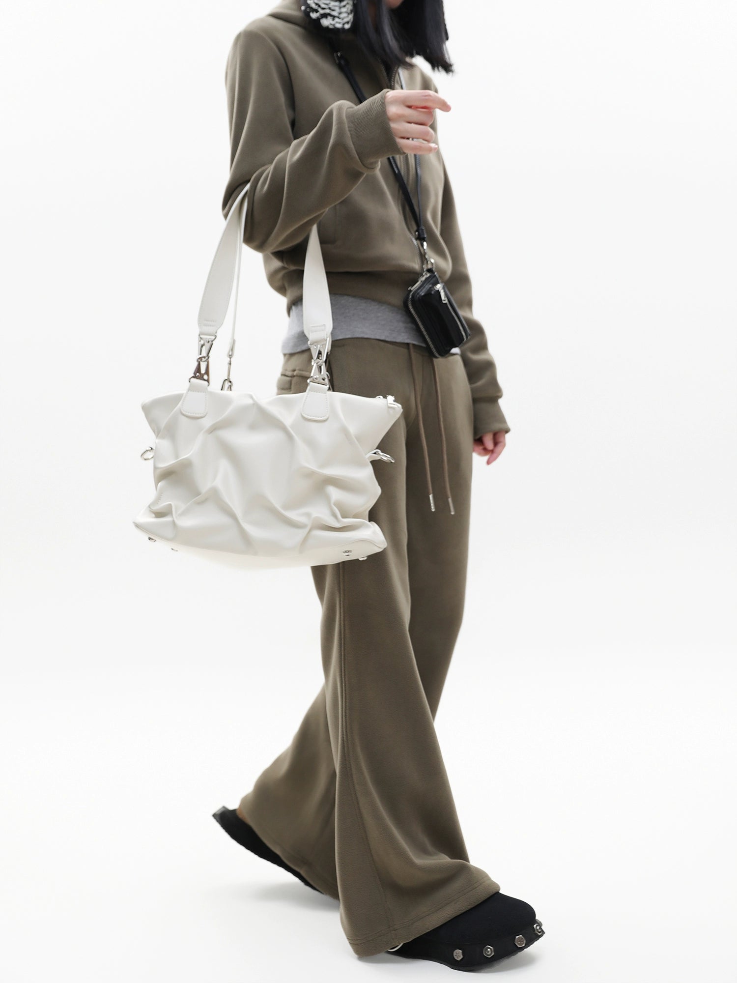 JANDRESS Pleated Large Capacity Shoulder Messenger Bag