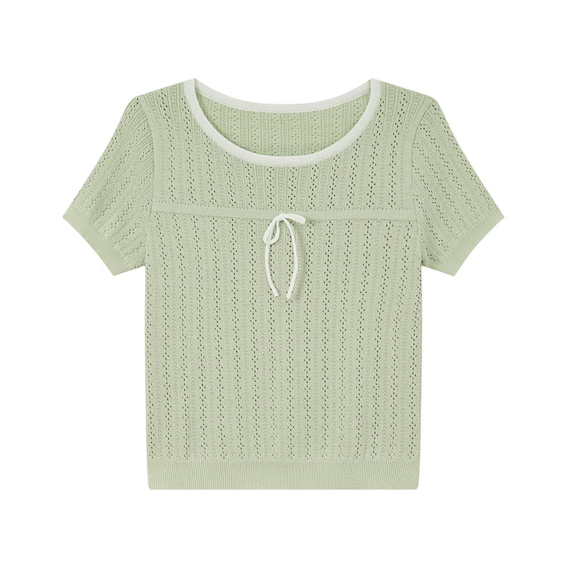 KANO Bow Hollow Knit Tee