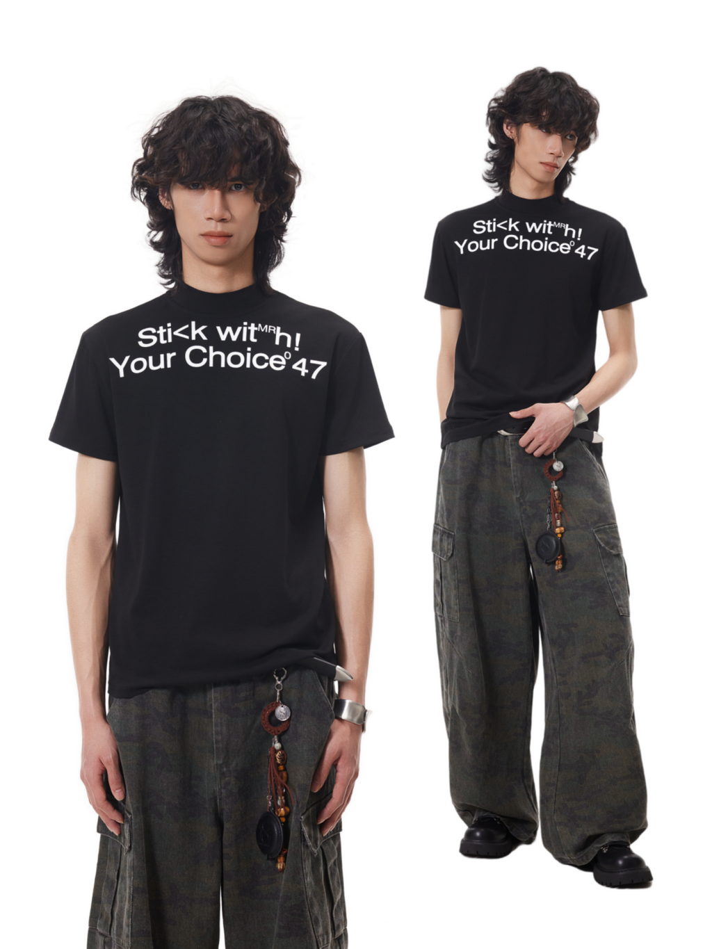 BTSG turtleneck front shoulder fit Slim Tee