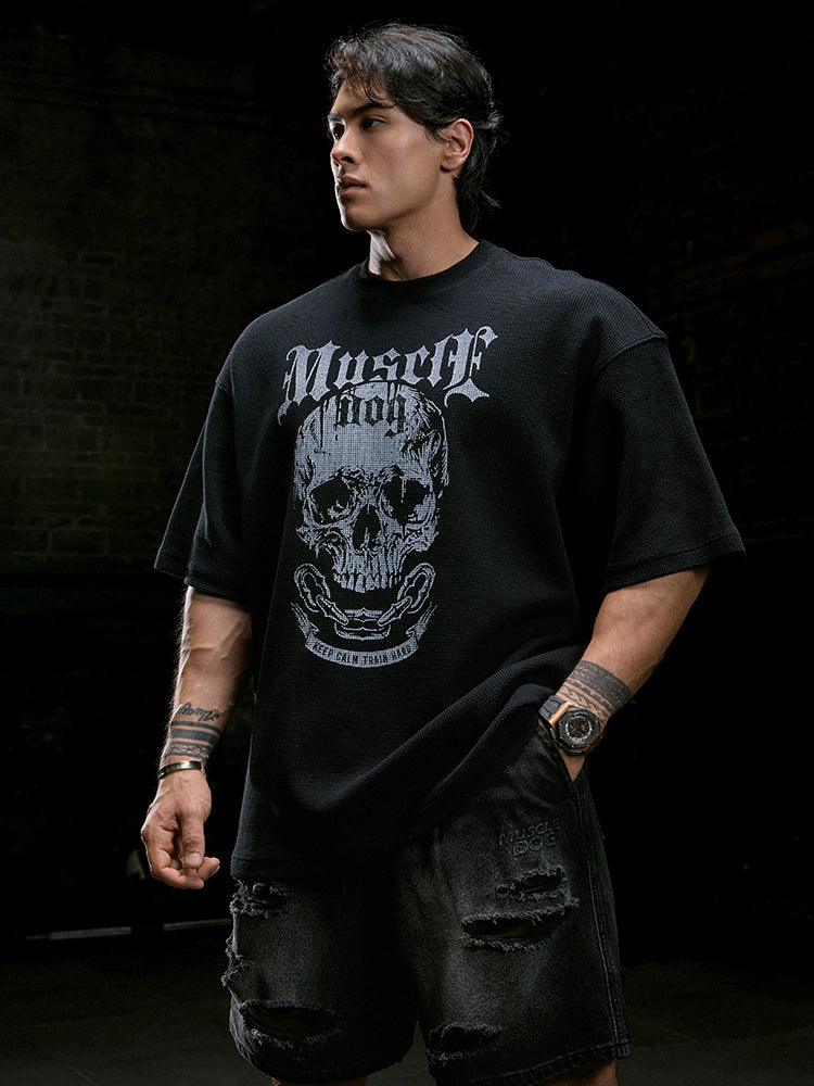 MuscleDog Waffle Casual Loose Fitness Tee