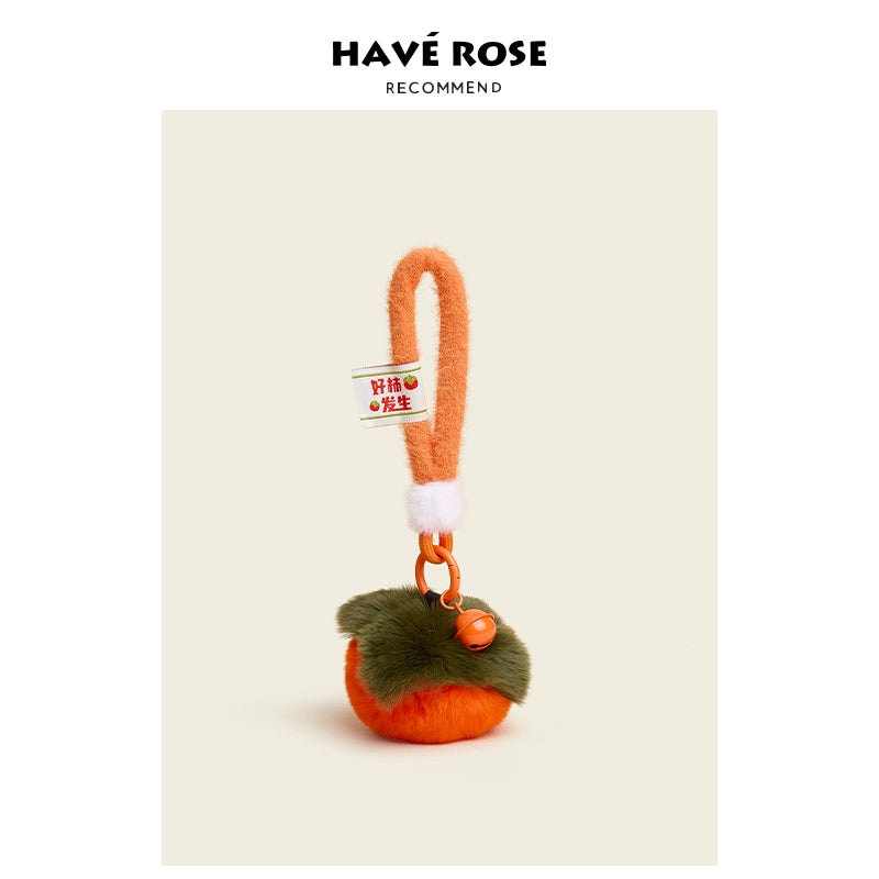 HAVEROSE Rex Rabbit Hair Persimmon Pendant