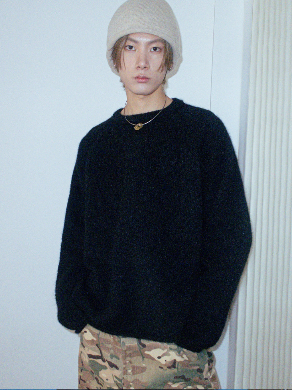 FUNKYFUN Soft Skin Warm Shoulder Sleeve Knitted Sweater