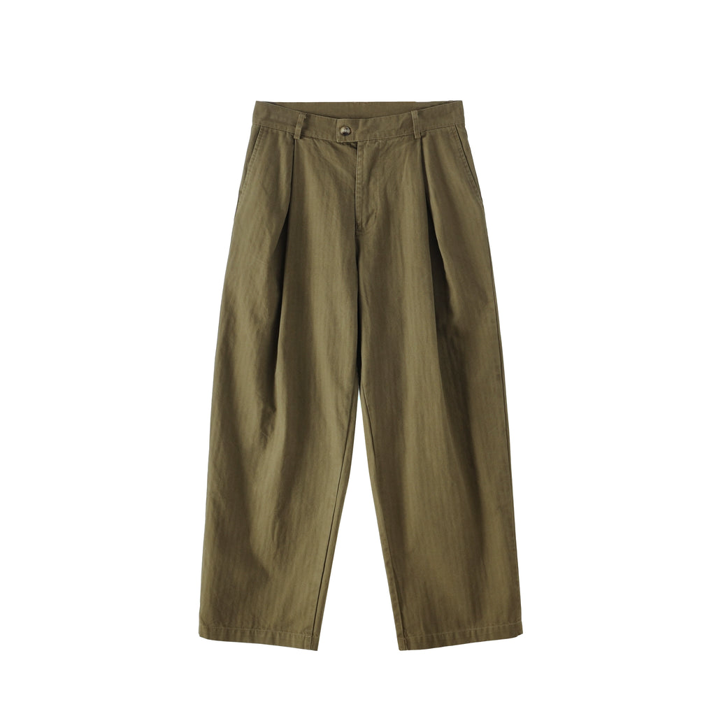 BUTTBILL Double-pleated Herringbone Slacks