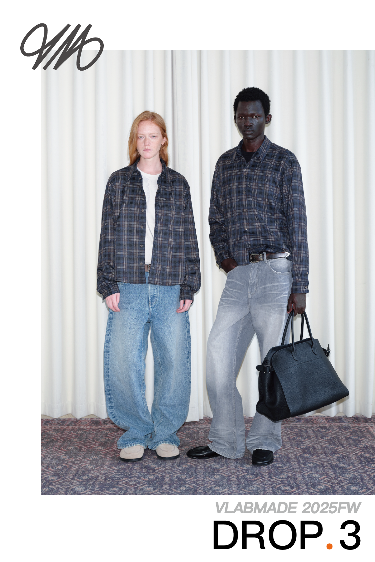 VLABMADE Vintage Plaid Long-sleeved Shirt Jacket