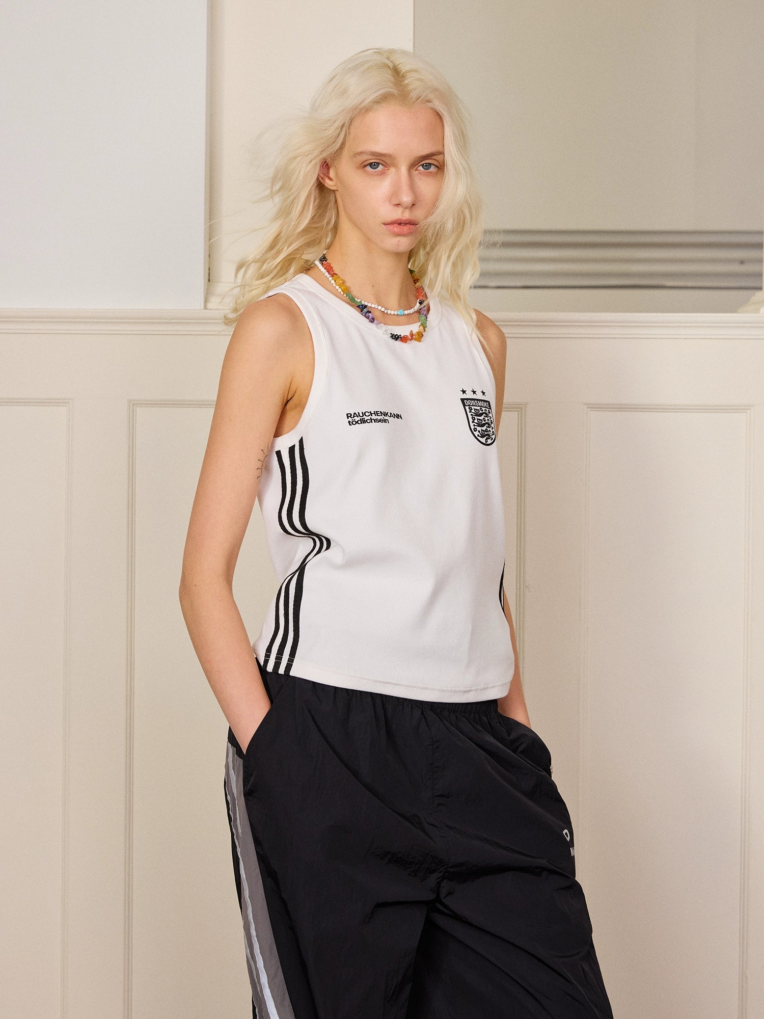 DONSMOKE Football Striped Basic Vest