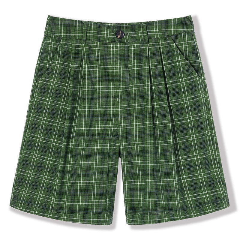 IMONE Vintage Plaid Loose High Waist Straight Pants