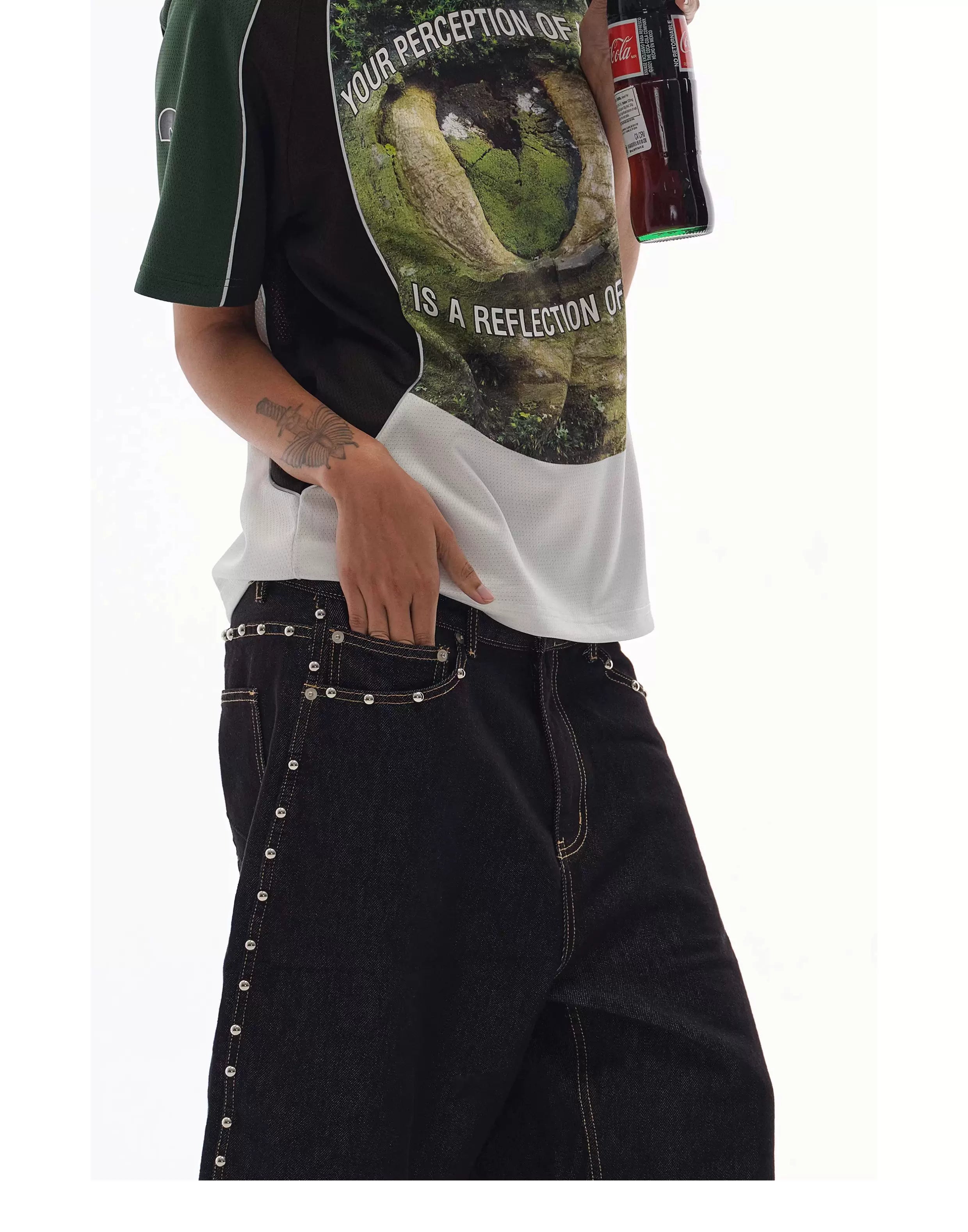 WebSurfGroup Green Mirror Mesh Loose Sports Tee