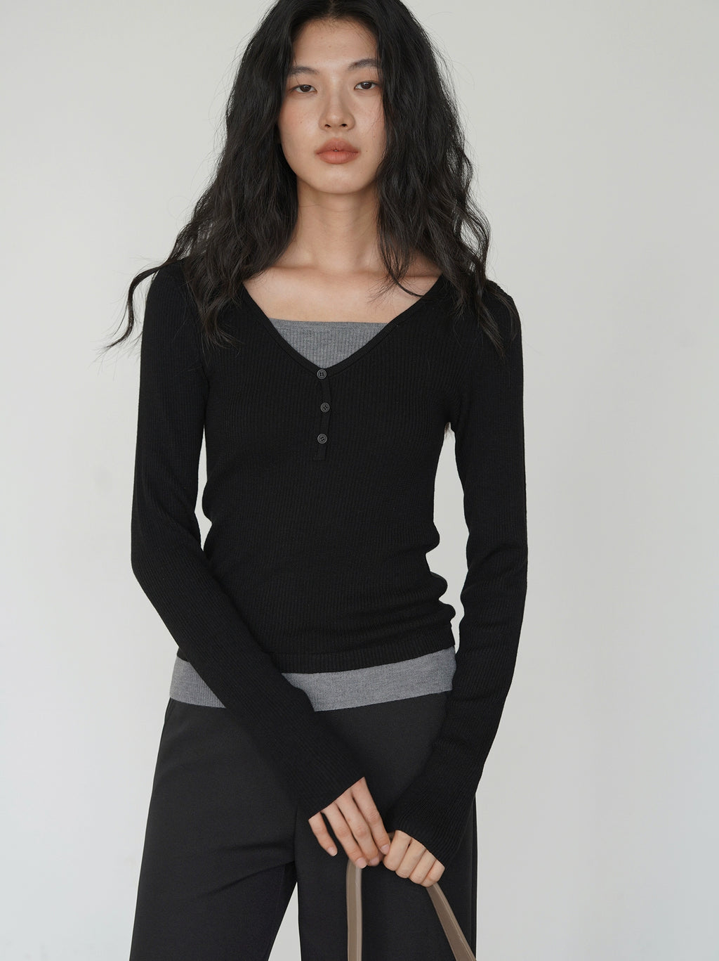 EIGHTHMONTH Fake Two-piece Slim-fit Knitted Sweater