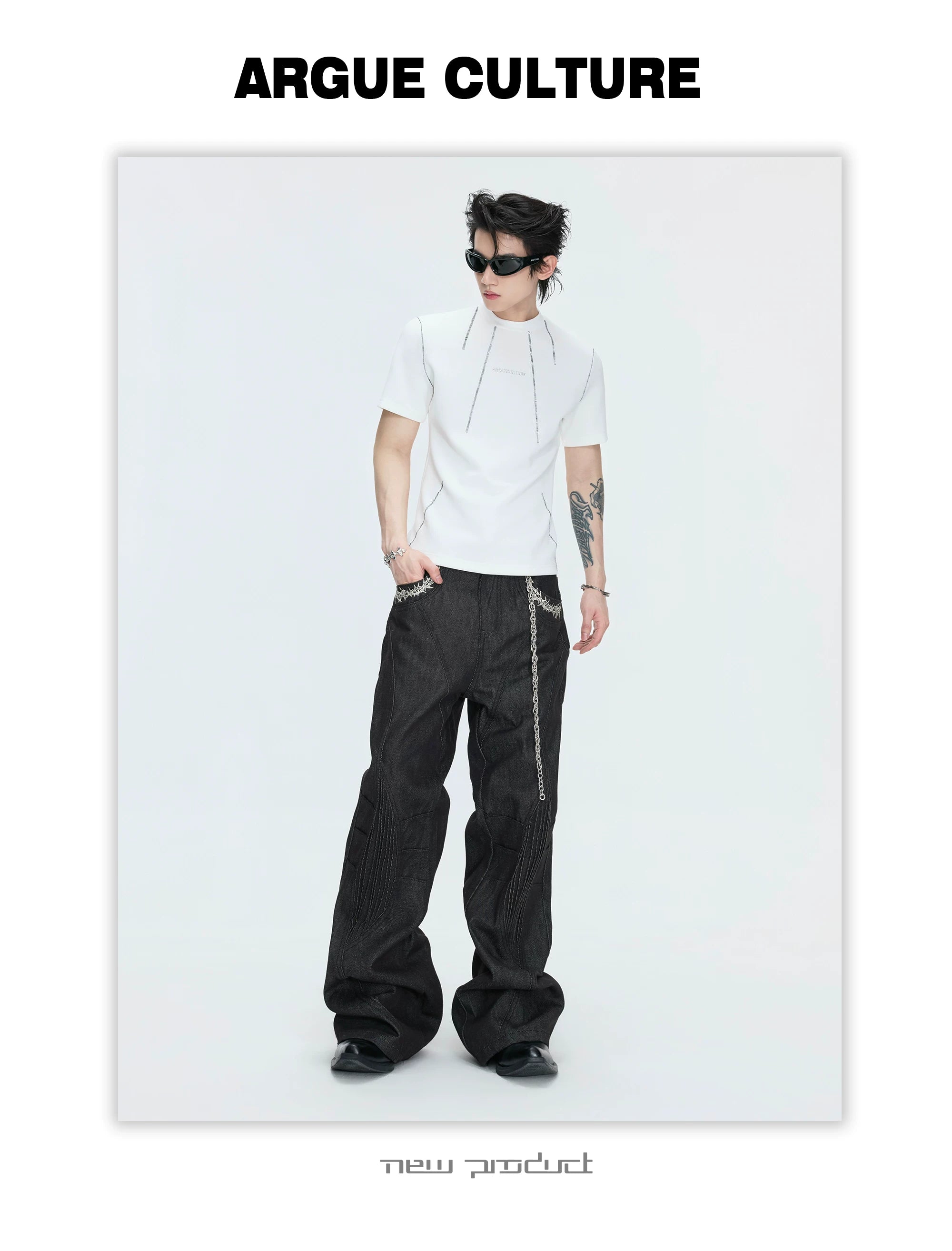 ArguECulturE Front Shoulder Slim Fit Contrasting Tee