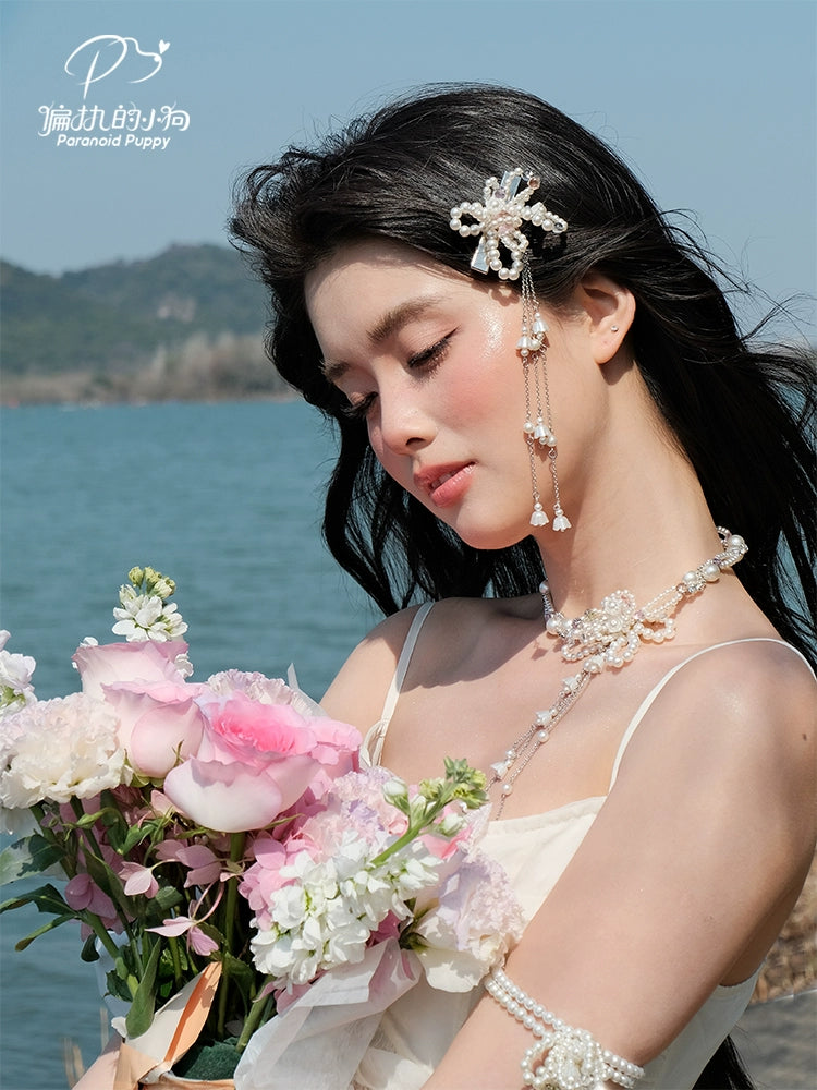 ParanoidP Pearl Flower Fringed Necklace