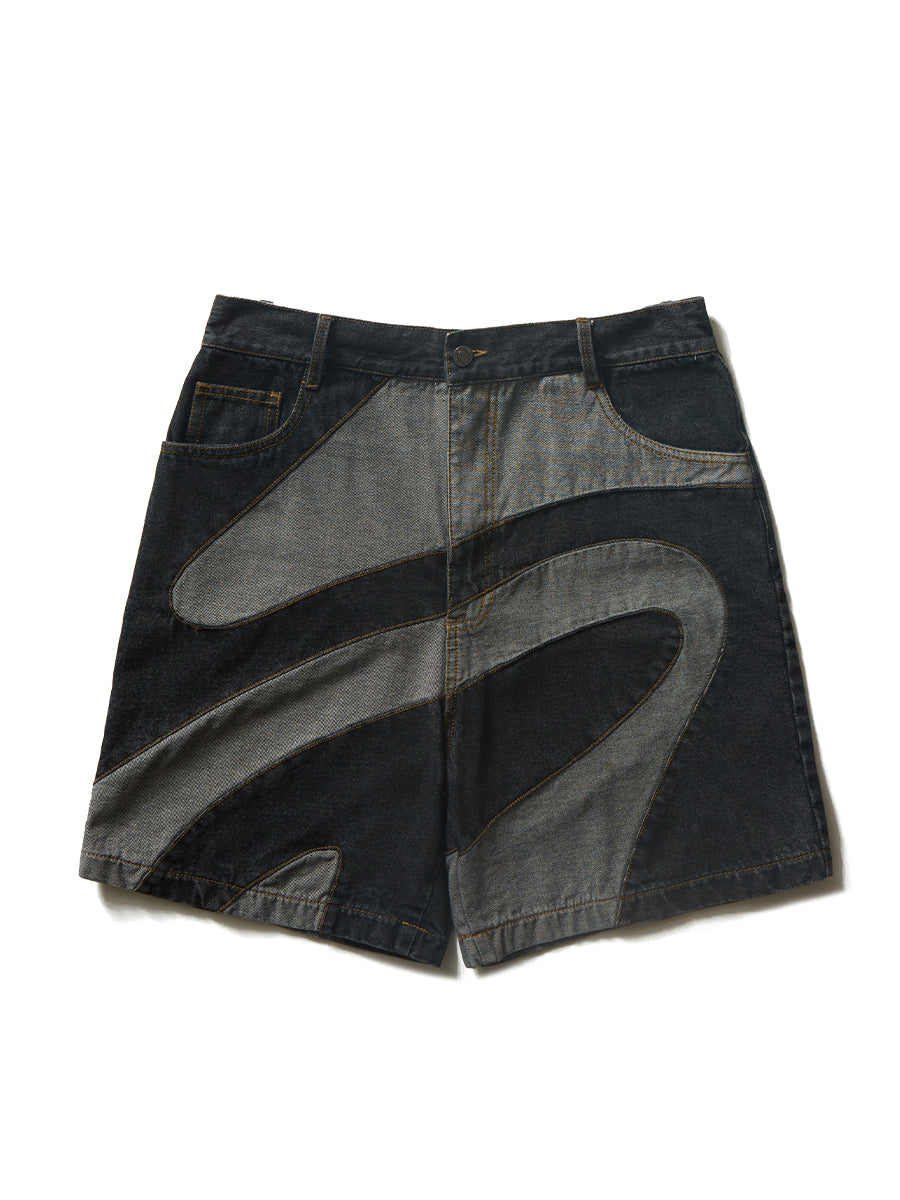 Remedy tide brand wave ripple splicing five-point Shorts