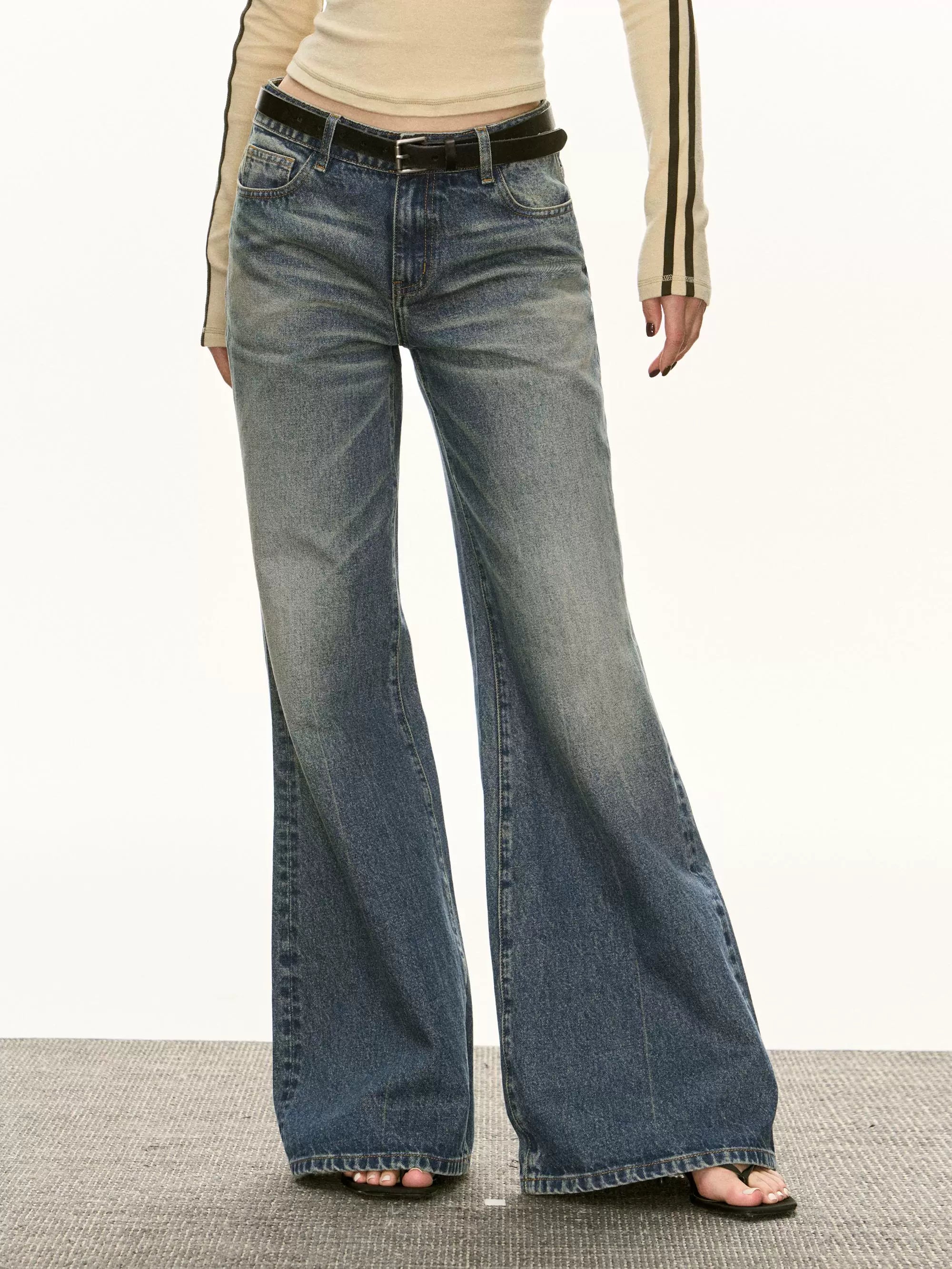 Ariseism Vintage Wide Leg Casual Jeans
