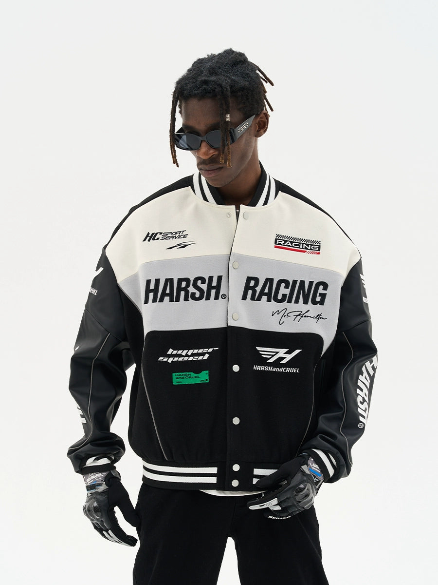 Harshandcruel Retro Locomotive Woolen Racing Baseball Jersey