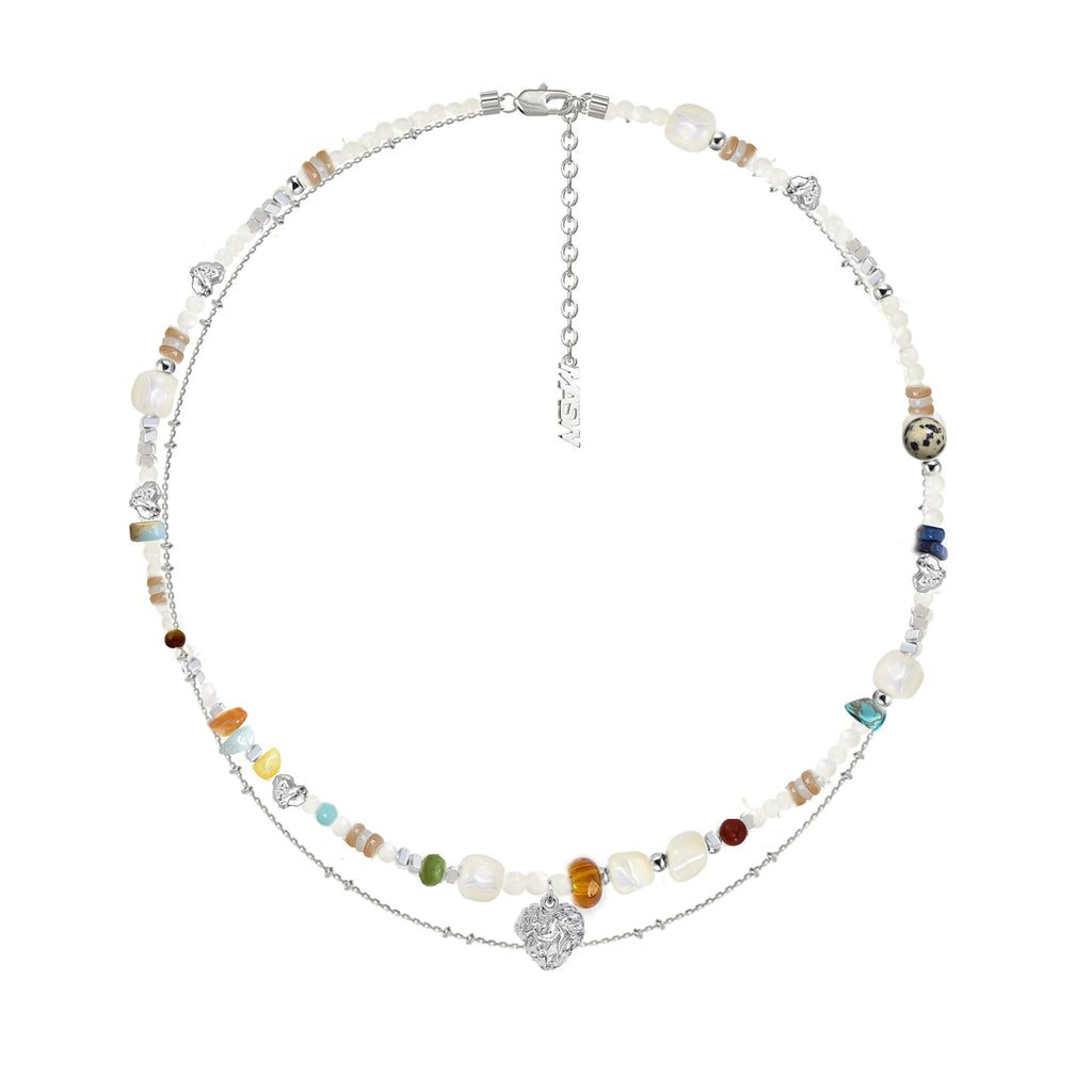 MASW Premium Sense Color Beaded Love Pendant Necklace