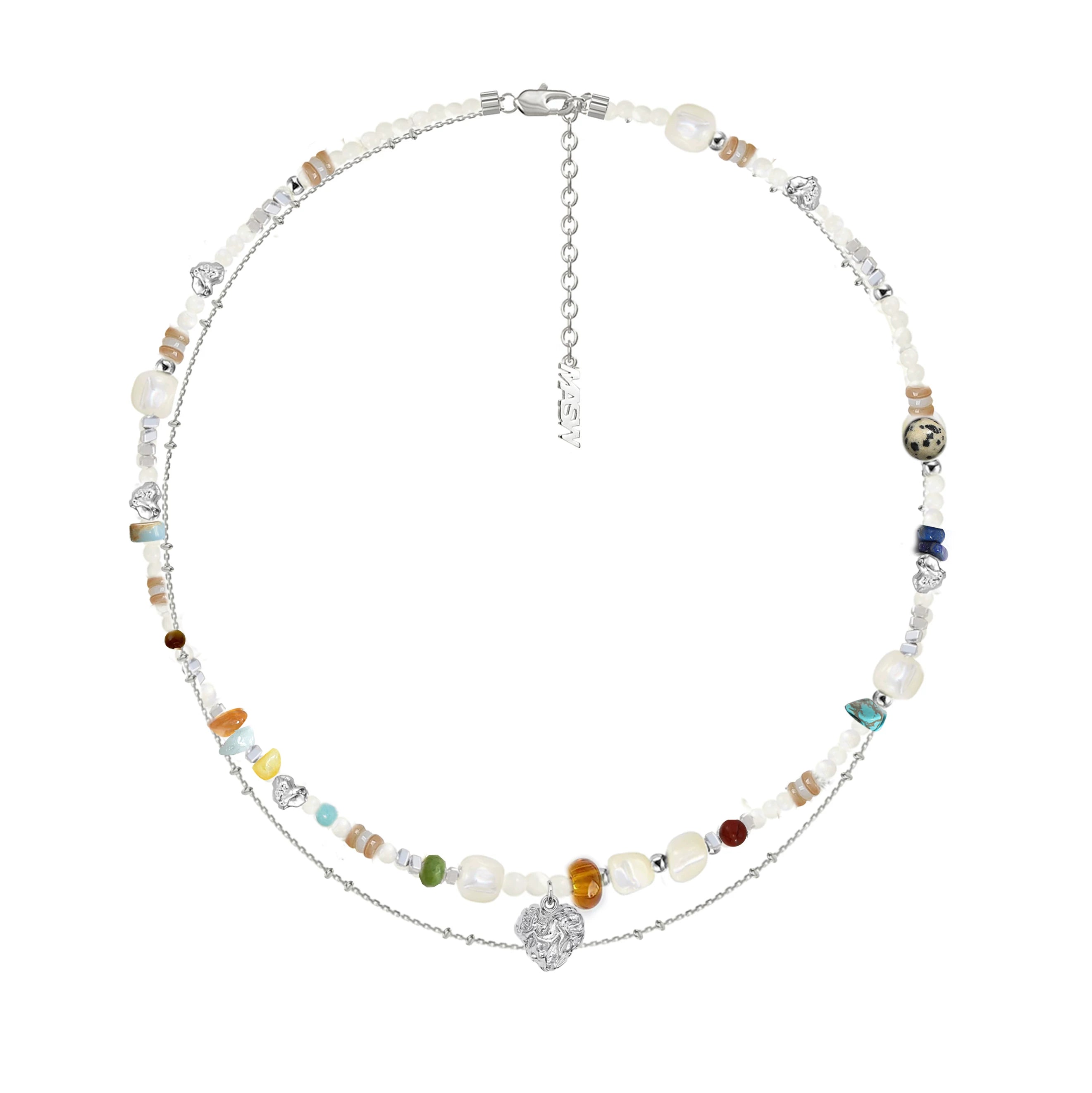 MASW Premium Sense Color Beaded Love Pendant Necklace