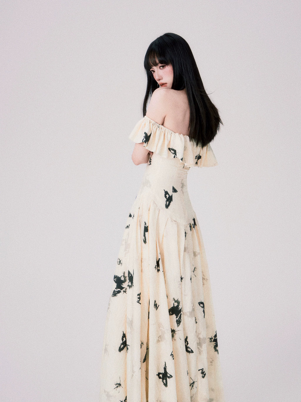 LULUSWINGS Ink Butterfly Print Shoulder Dress