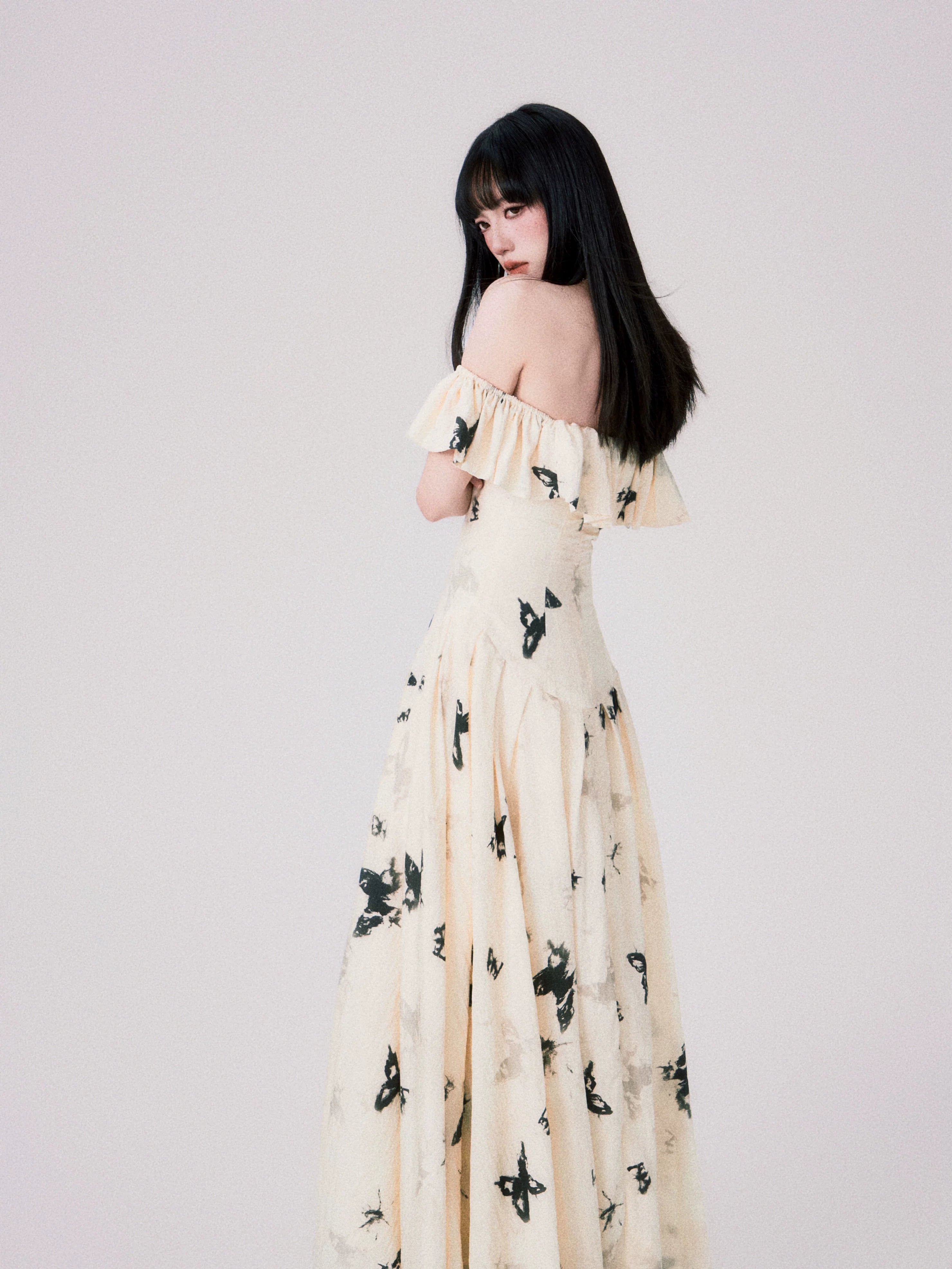 LULUSWINGS Ink Butterfly Print Shoulder Dress