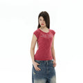 WLNEXT Premium Sense Slim Fit Henry Neck Front Shoulder Tee