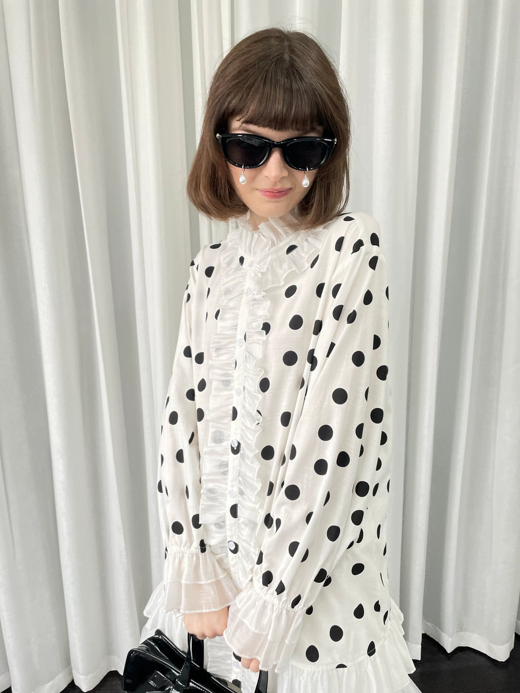 Loosesmell Versatile Polka Dot Lace Shirt
