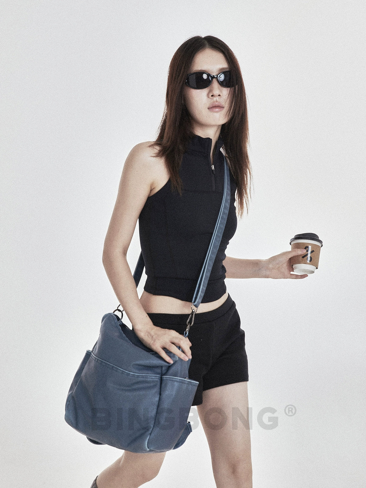 BINGBONG Commuter Denim Korean Crossbody Backpack