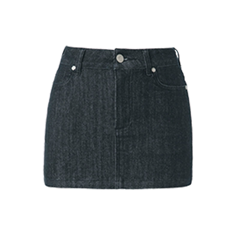 ABMY High and Low Waist Sexy Hip-wrapped Denim Skirt Pants