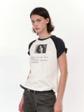 NOT UGLY Splicing Shoulder Sleeve Slim Tee