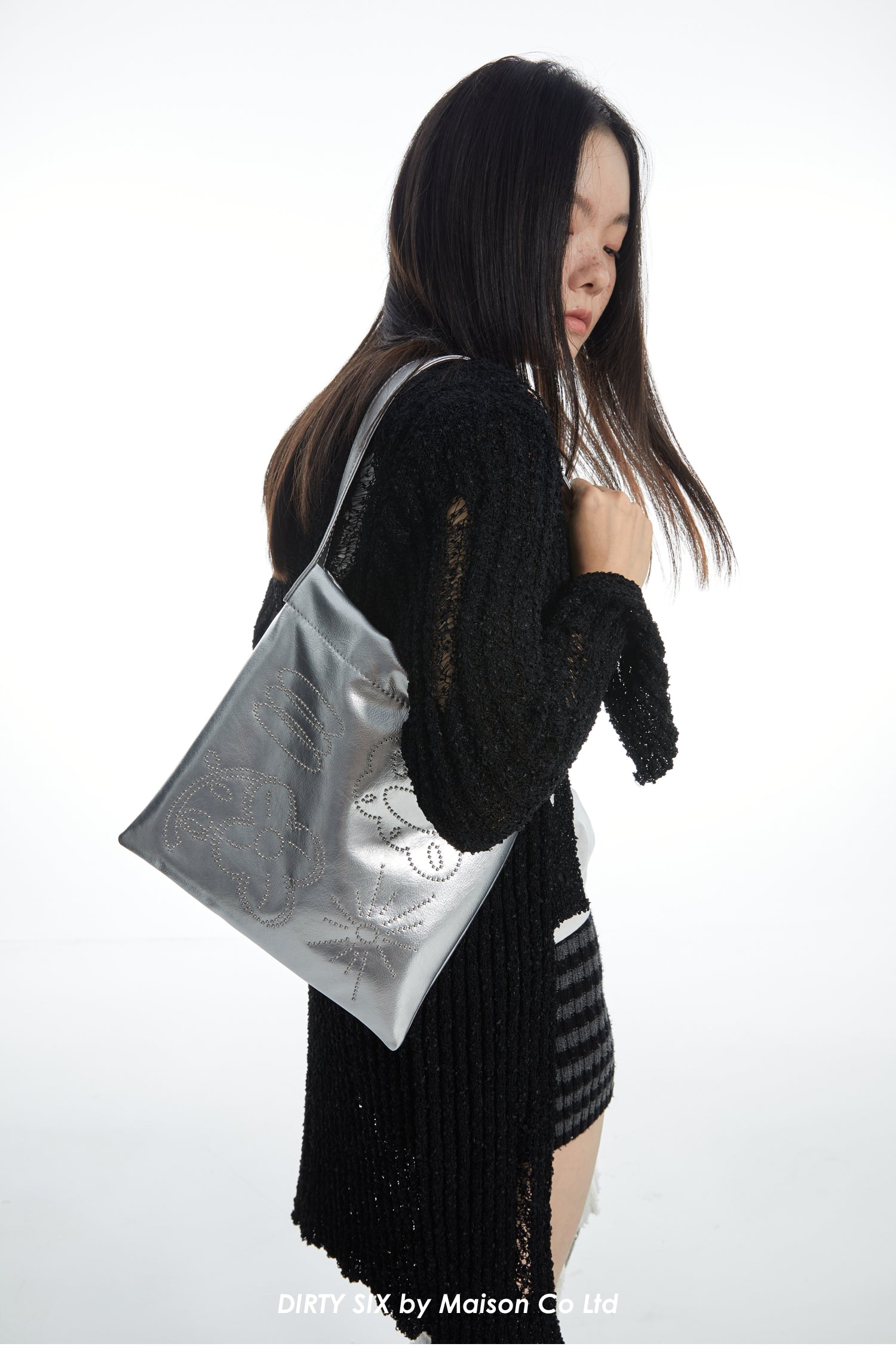 DirtySix Cow Split Leather bang bang franc small flower bag "FAFA" millet nail design