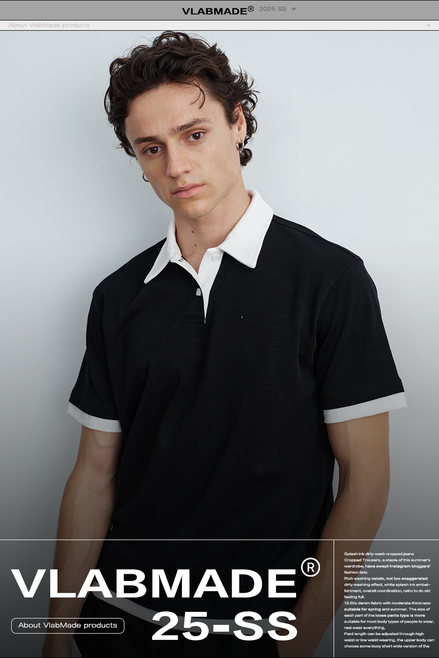 VLABMADE Lazy Contrasting Fake Two-piece Polo Shirt