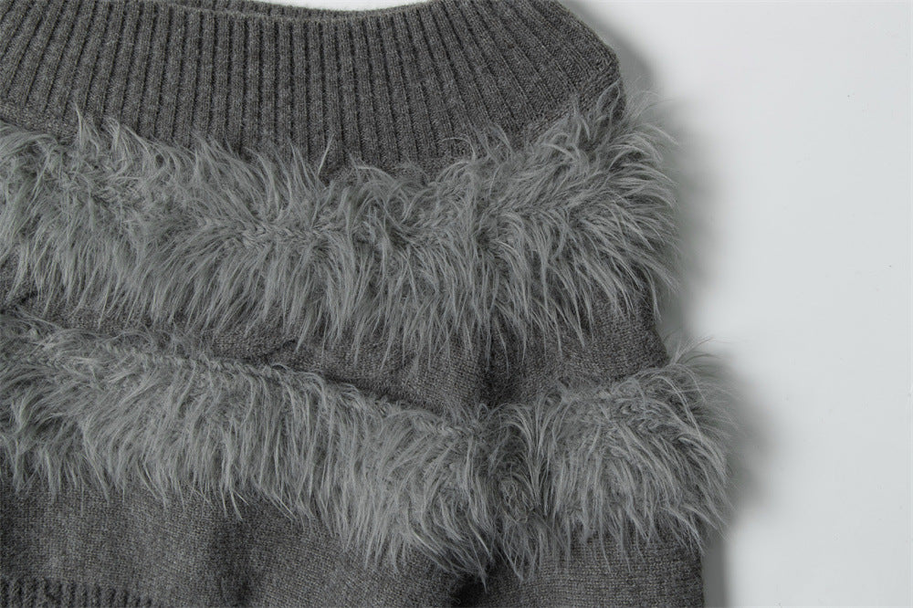 Nariele Mink Hair One-letter Neck Bottomed Knitted Sweater