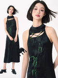 YEDM Bamboo Leaf Embroidered Hollow Dress